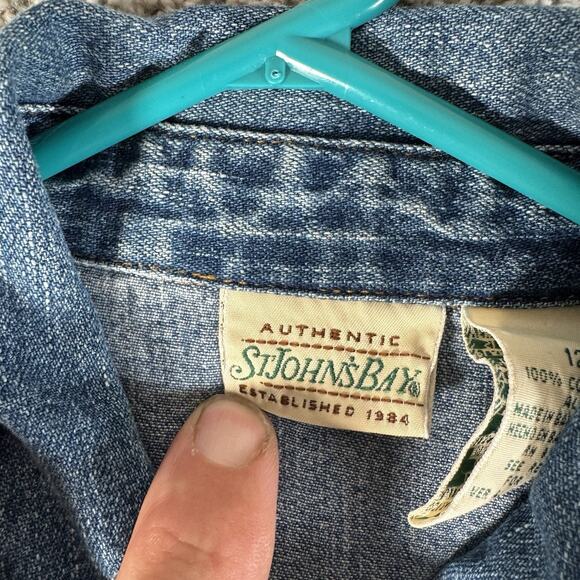 Vintage 90s Y2K St Johns Bay Denim Dress Sz 12 Utility Western Chic Streetwear - Picture 4 of 9